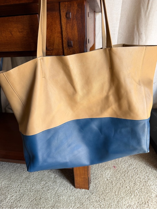 Celine Handbags - SOLD 🛑 Celine CABA Two-Tone Leather Tote in Tan and Blue